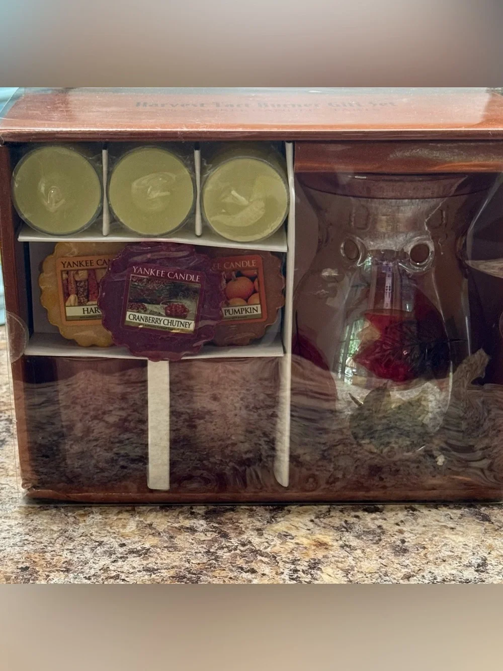 Yankee Candle Autumn Wax Melt & Glass Warmer Set - New
